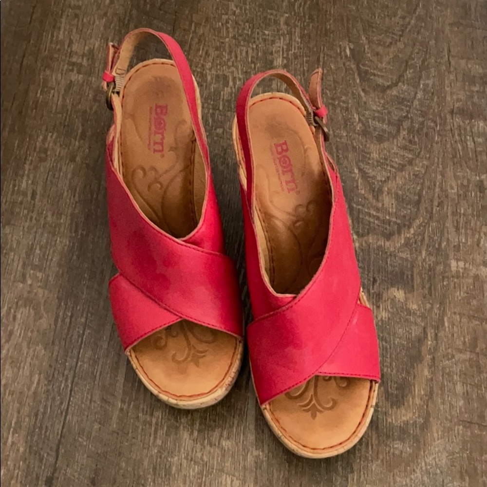 Red BORN wedge shoes